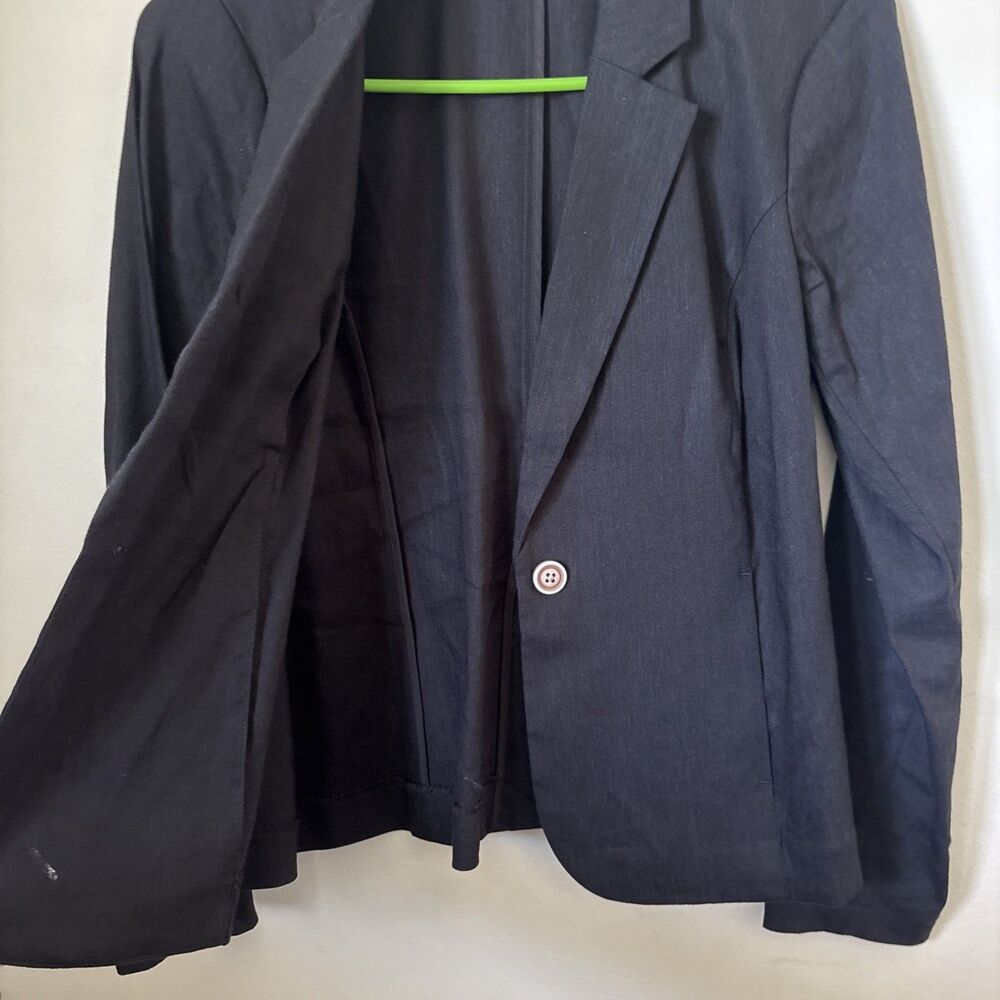 J Jill Love Linen Blazer Womens PXS Black Single Button Long Sleeve Office - Picture 2 of 5